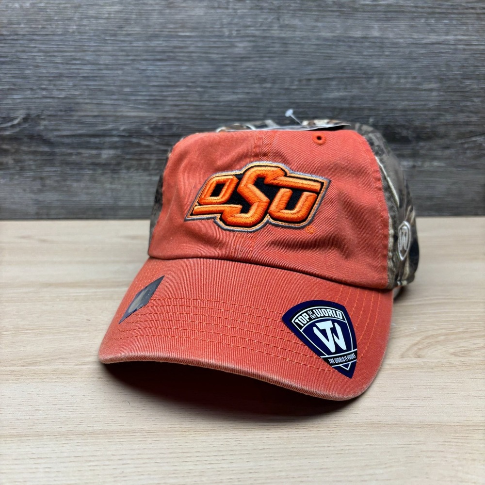 Oklahoma State Cowboys Hat Snap Back Orange Camo Realtree Top Of The World NWT - Picture 3 of 11